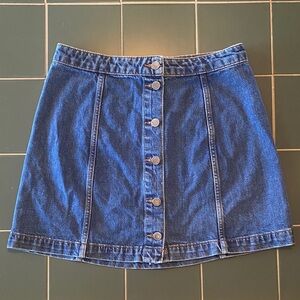 Topshop Button Up Blue Denim Skirt